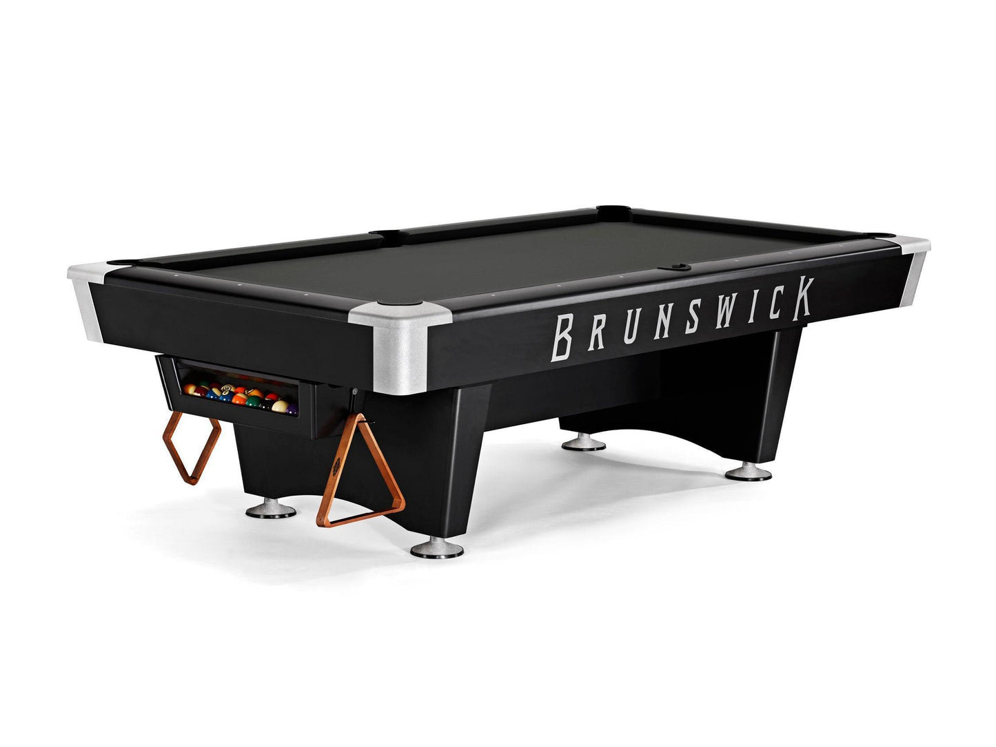 Brunswick Black Wolf Pro 9ft American Pool Table With Gully Return - Matte Black - Games Room