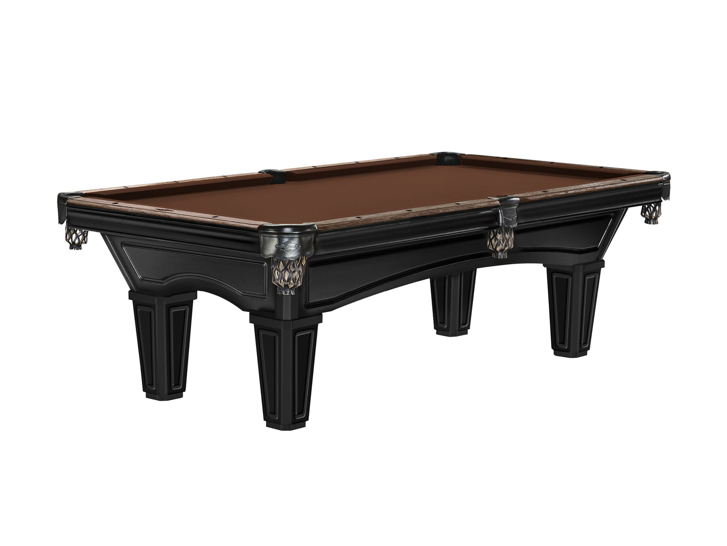 Brunswick Glenwood 8ft American Billiards Table with Tapered Leg - Matt Black With Coffee