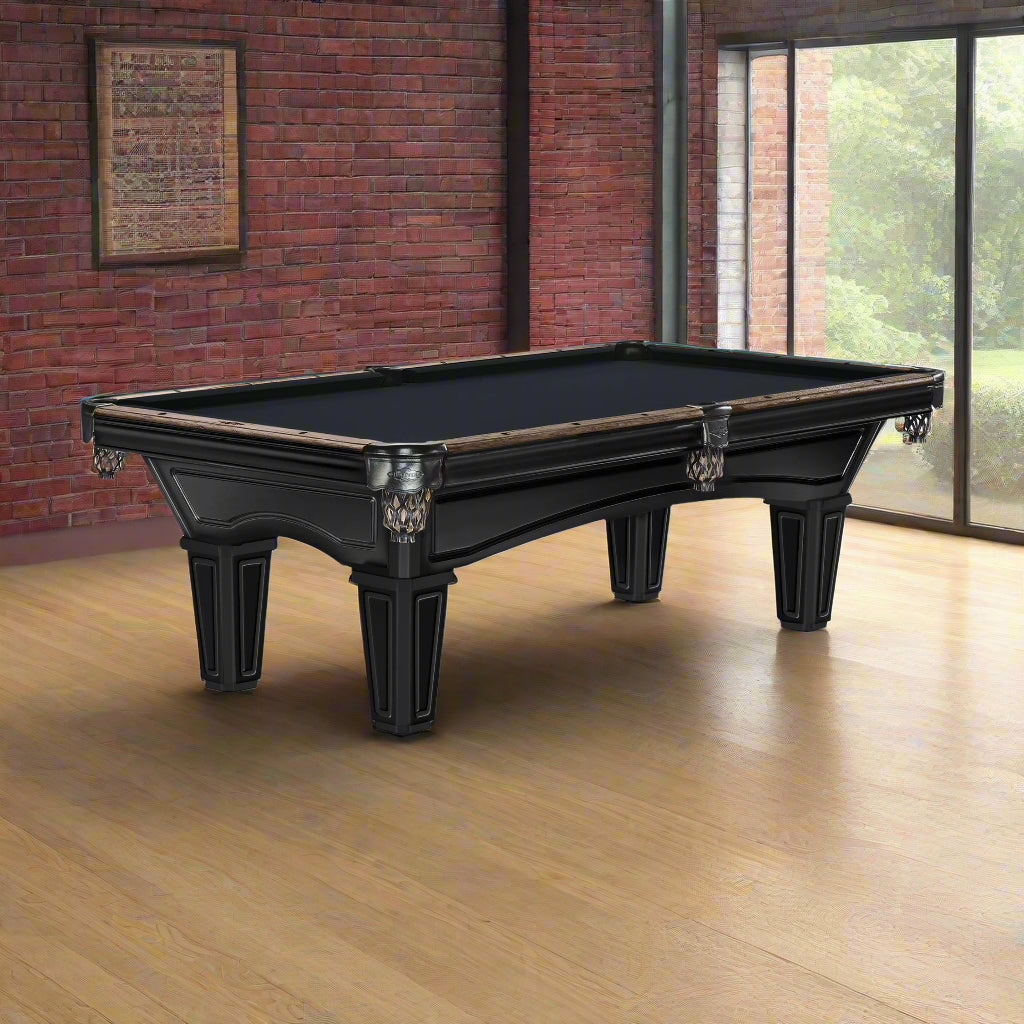 Brunswick Glenwood 8ft American Billiards Table with Tapered Leg - Matt Black With Coffee