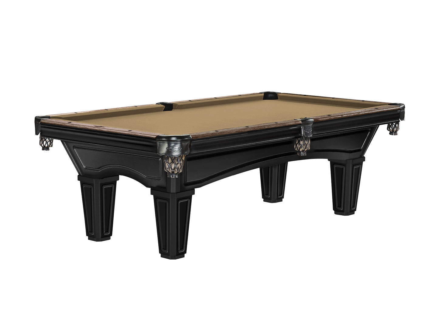 Brunswick Glenwood 8ft American Billiards Table with Tapered Leg - Matt Black With Coffee