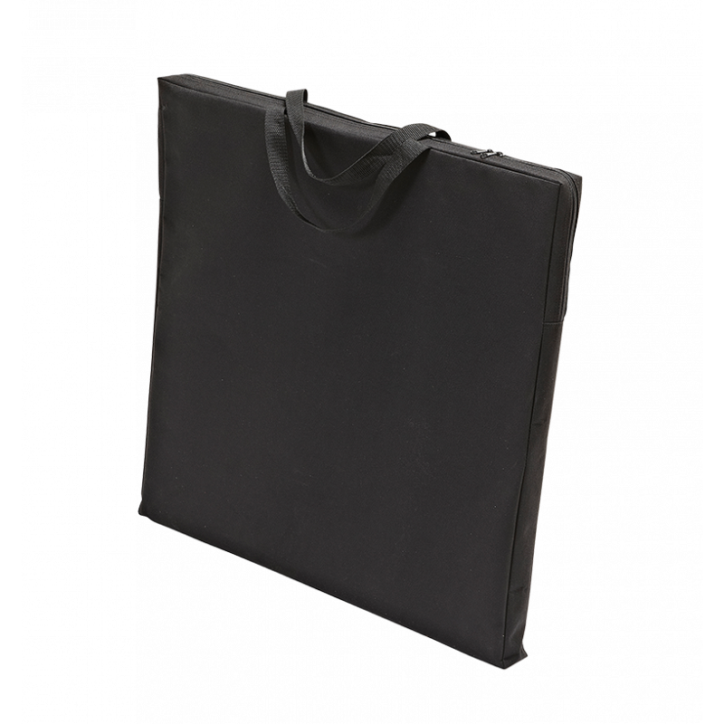 Black carrying case with handles on a white background