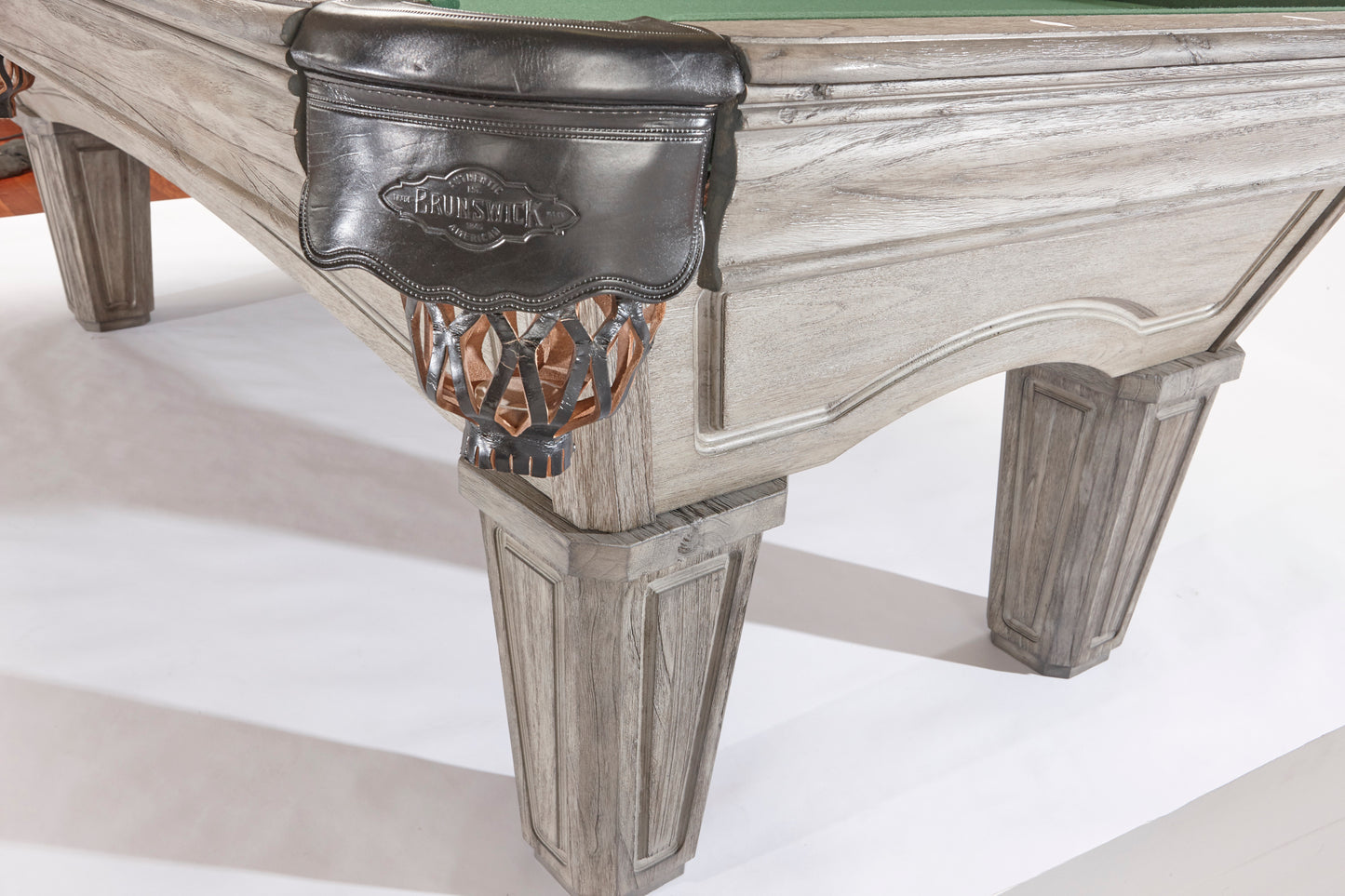 A rustic grey Brunswick Glenwood American Pool table