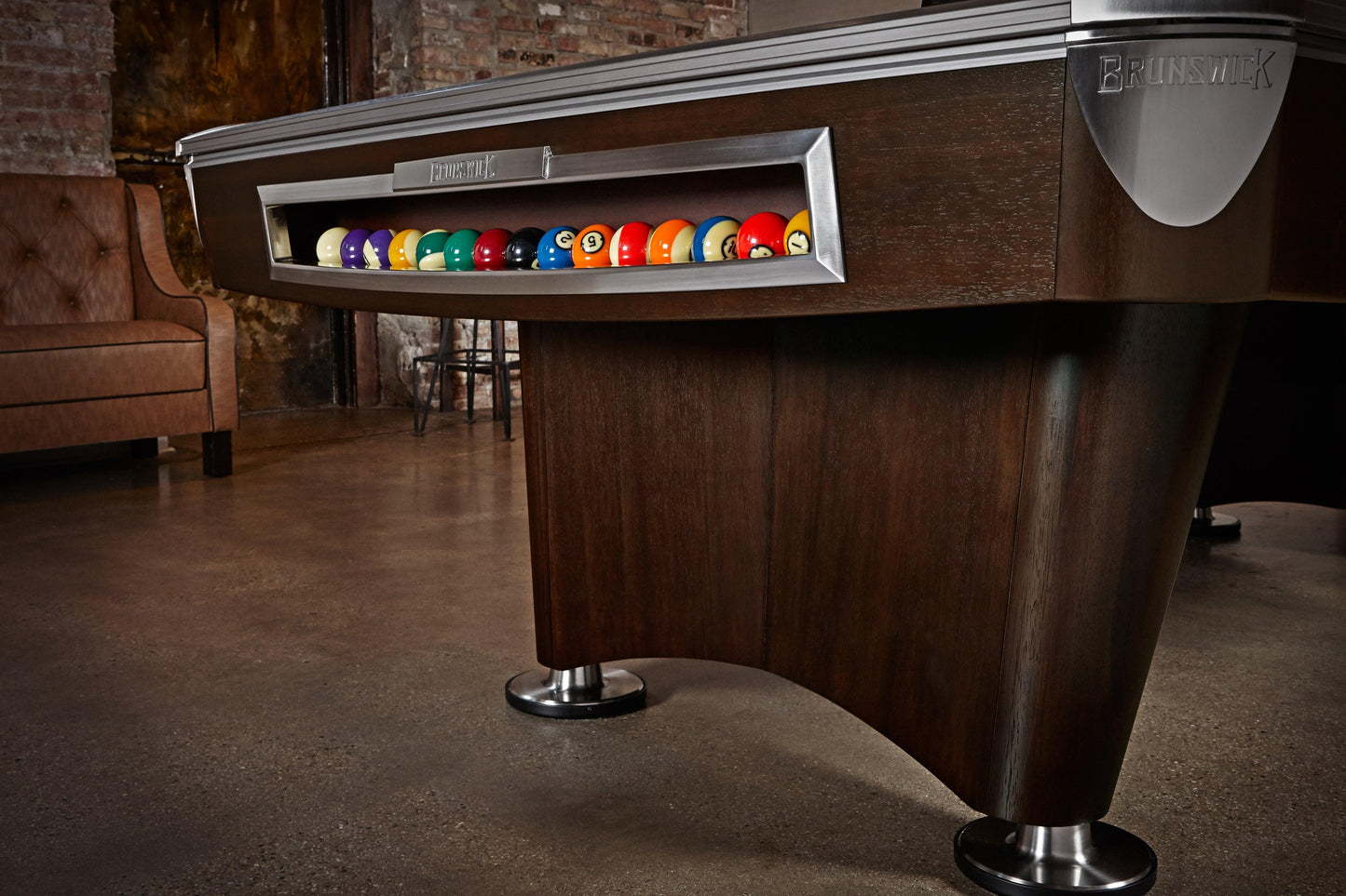 Brunswick Gold Crown VI 9ft American Pool Table With Gully Return - Two Tone Walnut and Espresso - Games Room