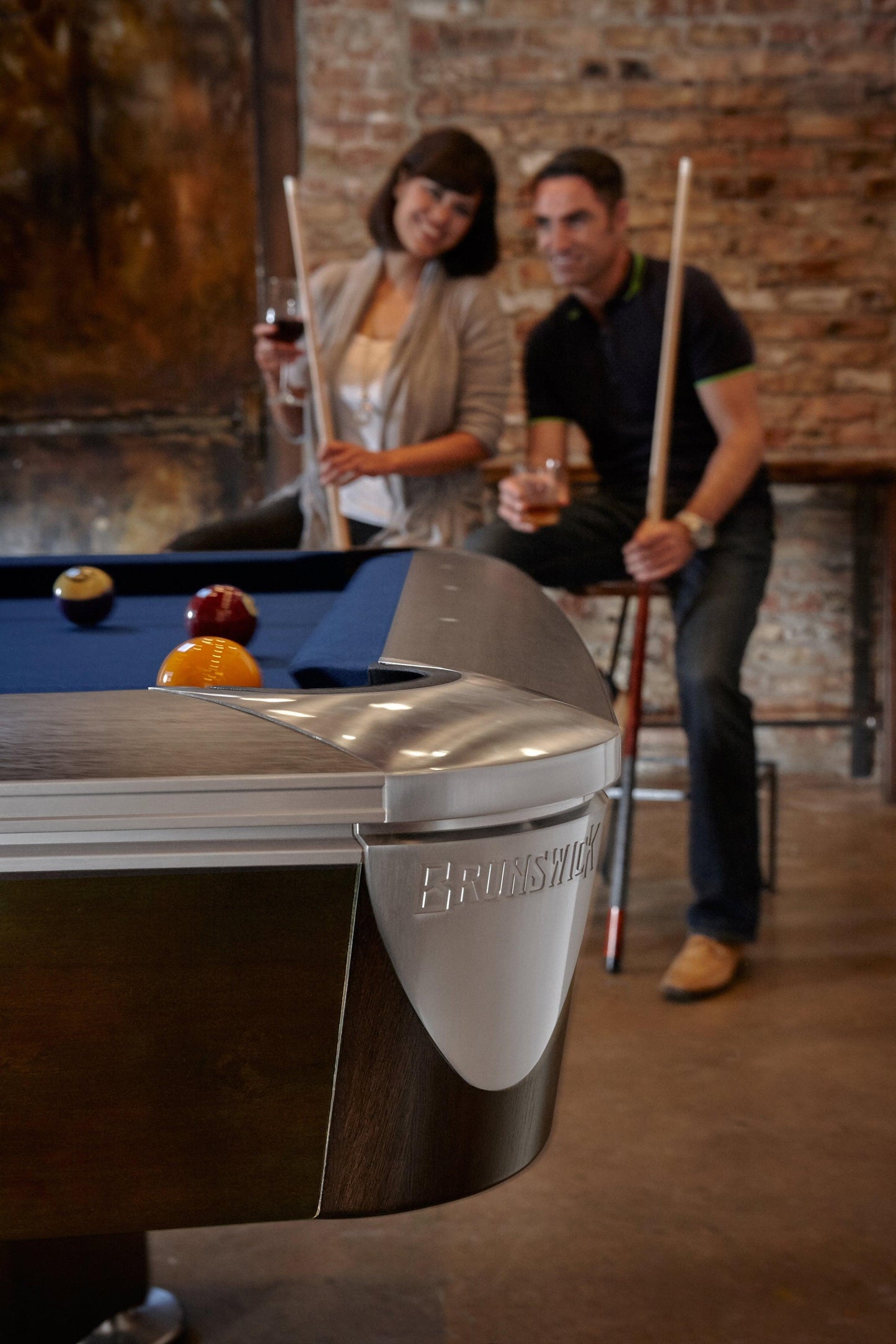 Brunswick Gold Crown VI American Pool Table With Gully Return - Two Tone Walnut and Espresso - Games Room