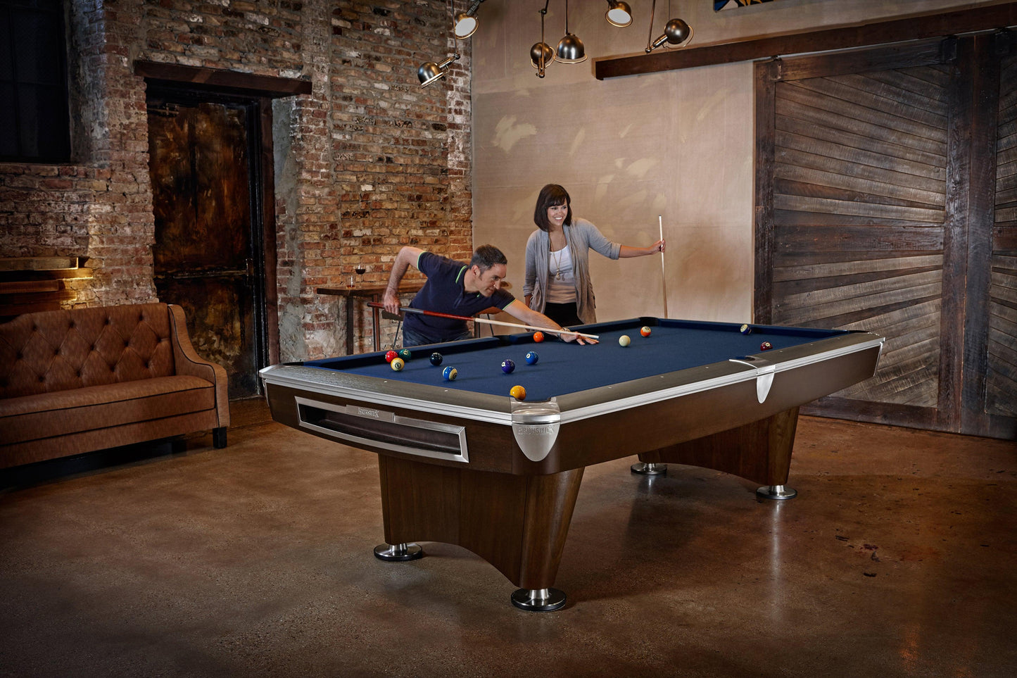 Brunswick Gold Crown VI American Pool Table With Gully Return - Two Tone Walnut and Espresso - Games Room