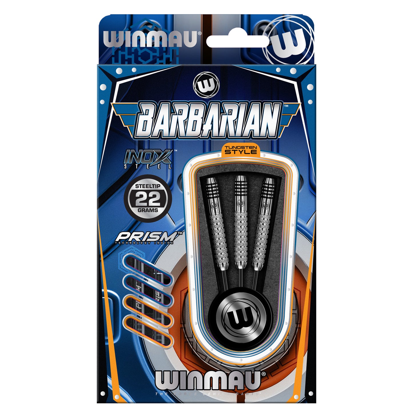 Winmau Barbarian INOX darts packaging on a white background