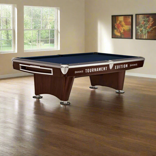 Brunswick Gold Crown VI Tournament Edition 9ft American Pool Table With Drop Pocket - Two Tone Walnut and Espresso