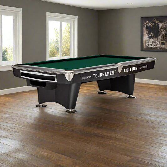 Brunswick Gold Crown VI Tournament Edition 9ft American Pool Table With Gully - Matte Black