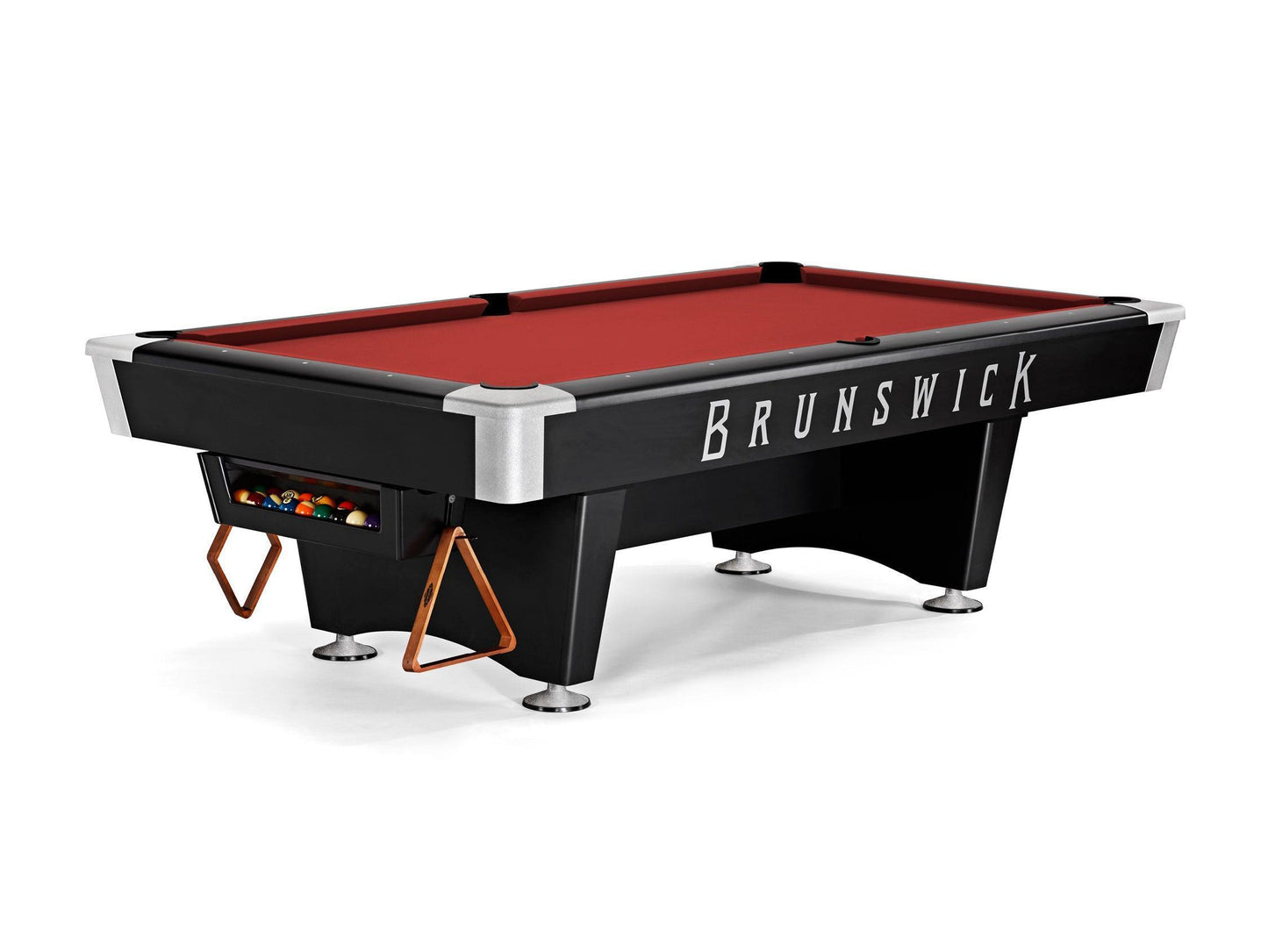 Brunswick Black Wolf Pro 9ft American Pool Table With Gully Return - Matte Black - Games Room