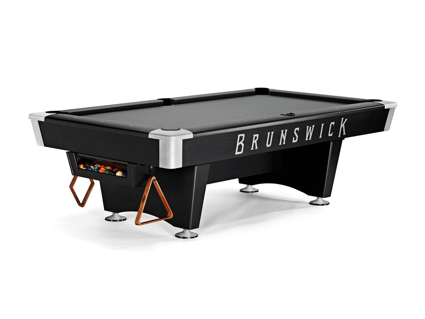 Brunswick Black Wolf Pro 9ft American Pool Table With Gully Return - Matte Black - Games Room