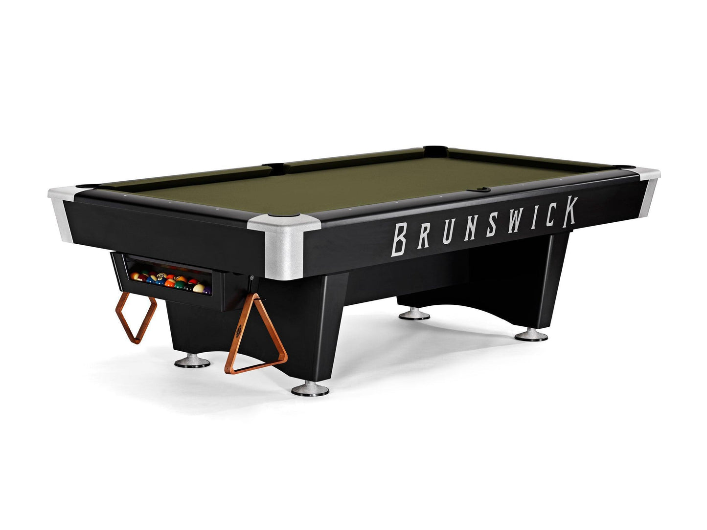 Brunswick Black Wolf Pro 9ft American Pool Table With Gully Return - Matte Black - Games Room