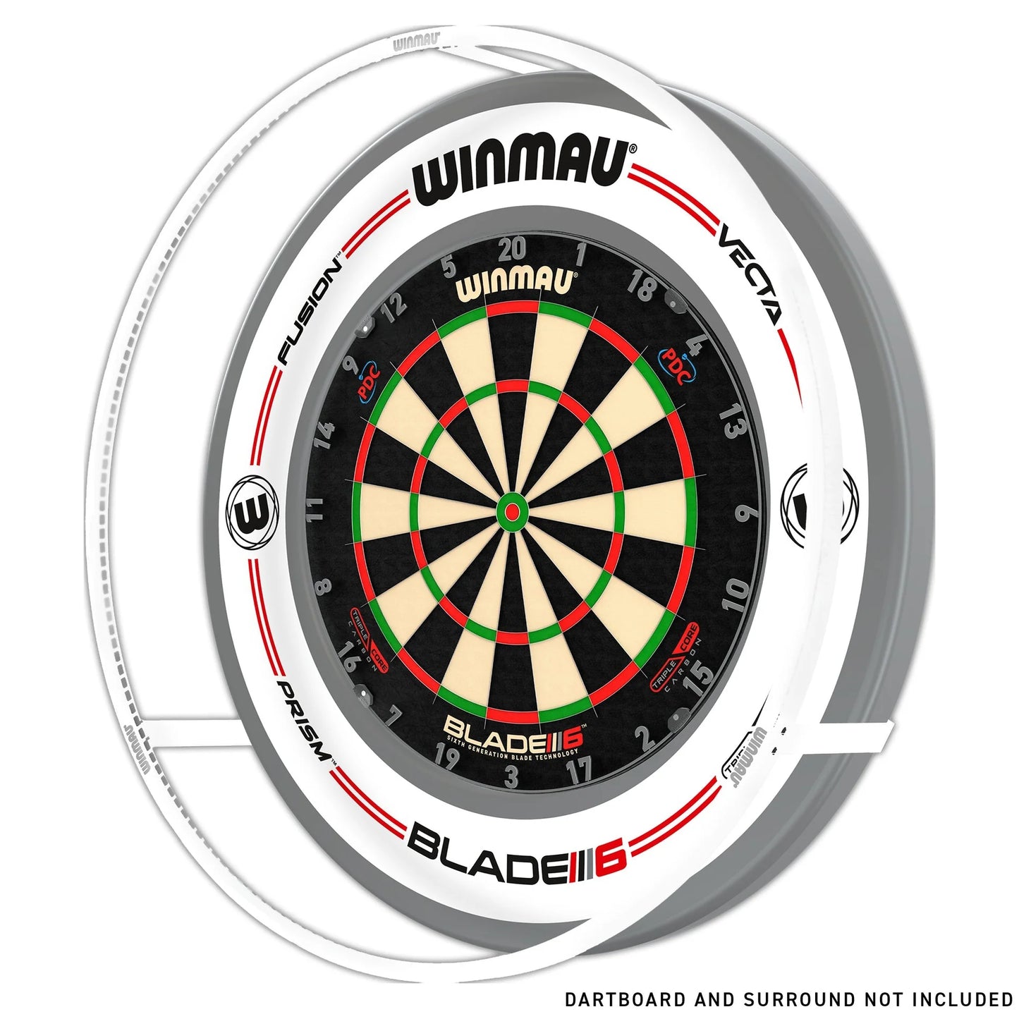 Winmau dartboard surround with branding on a white background