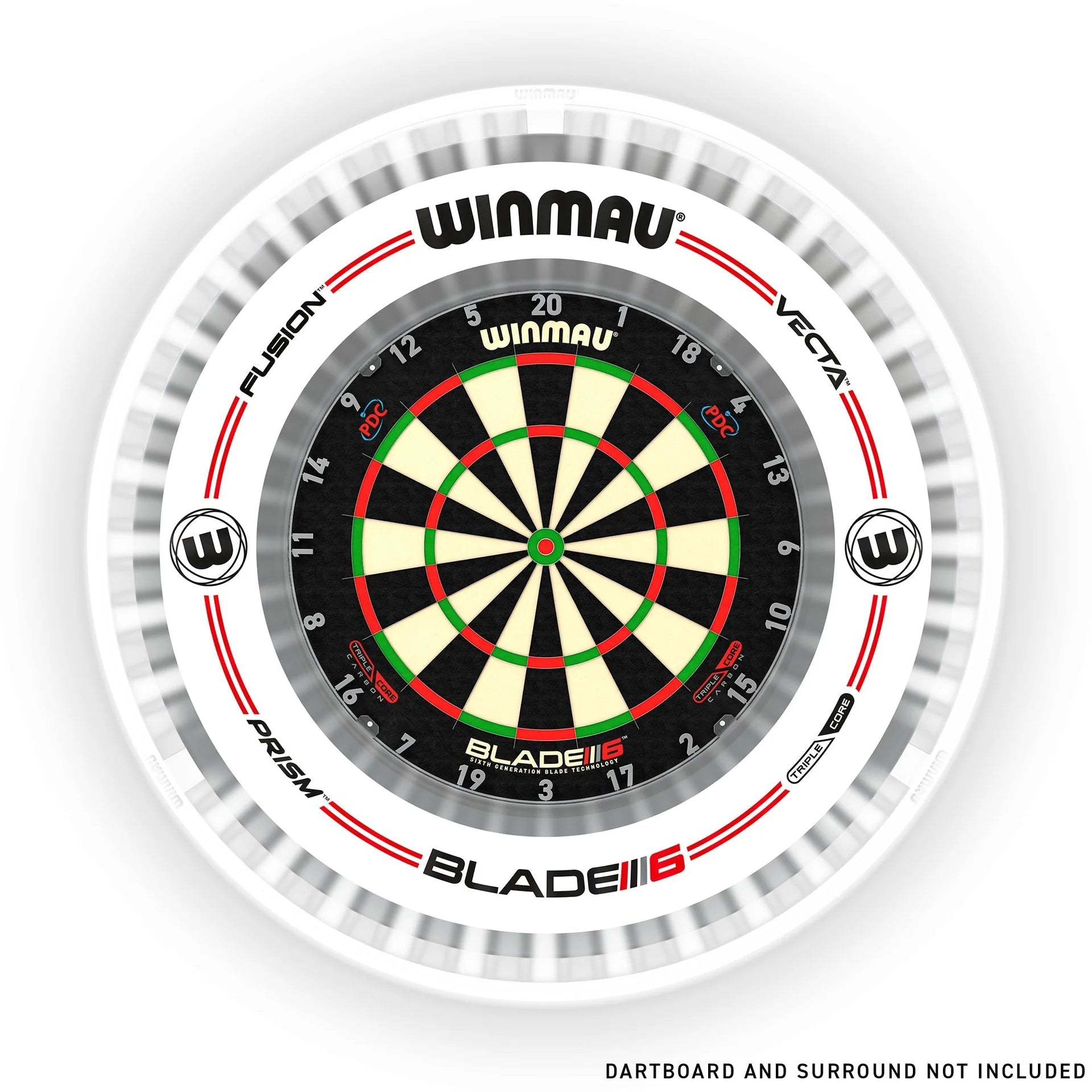 Winmau dartboard surround with branding on a white background