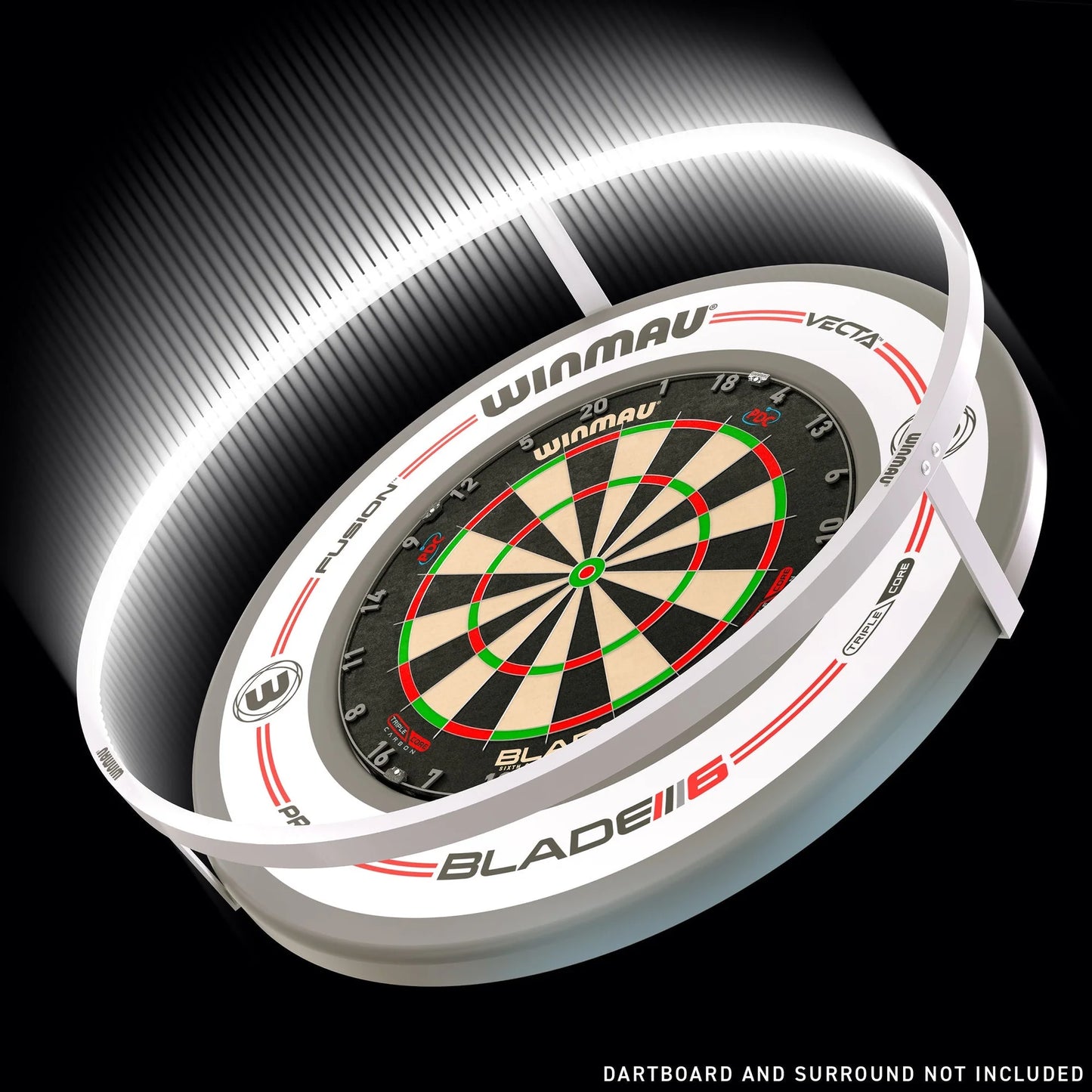 Winmau Blade II dartboard surround on a black background