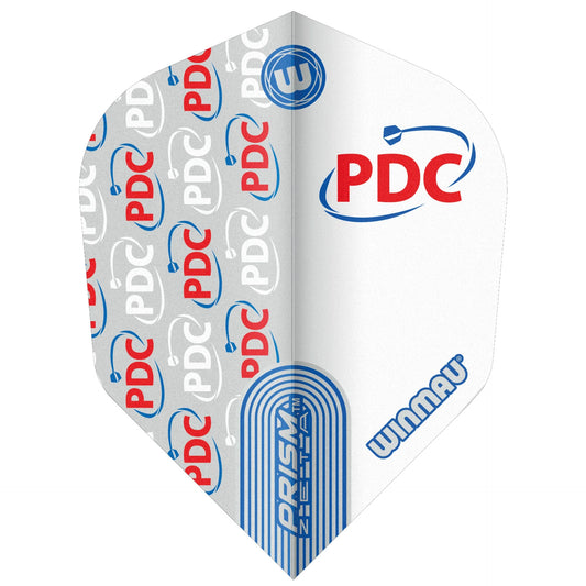 Dart flight with PDC and Winmau branding on a white background