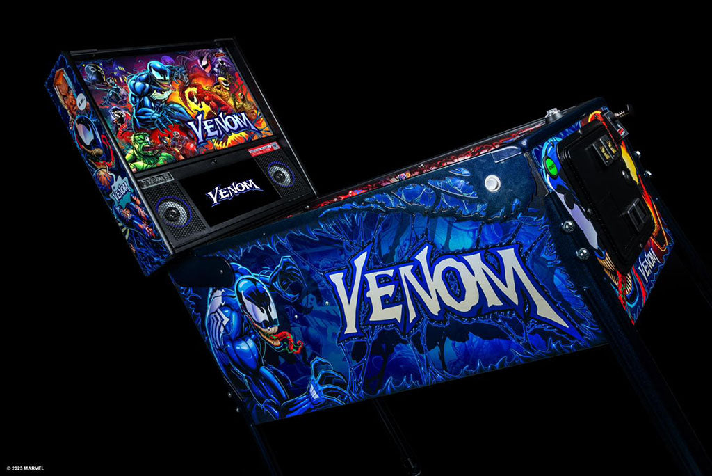 Marvel Venom-themed pinball machine  black background