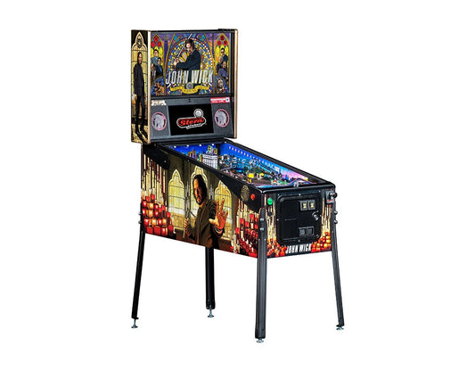 Pinball machine themed after the movie 'John Wick' on a white background