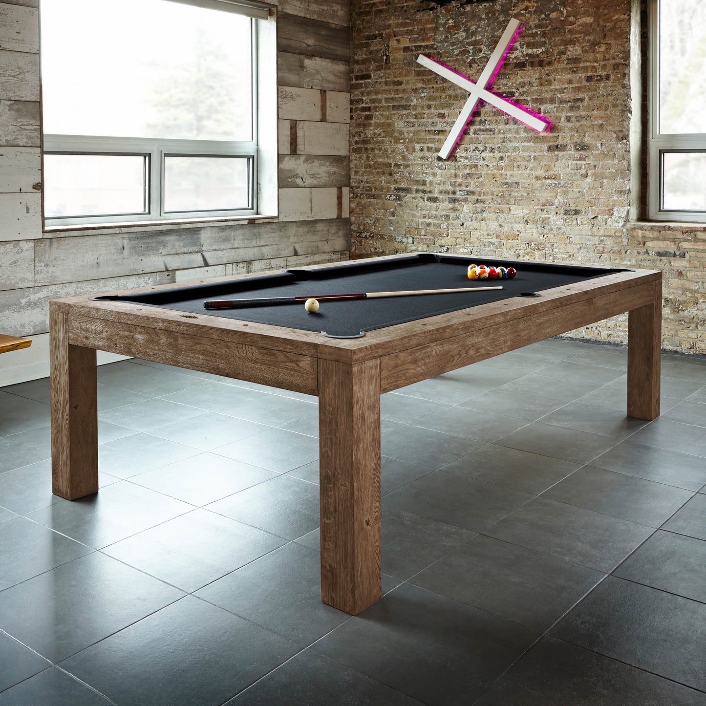 Brunswick Sanibel 8ft American Pool Table - Rustic Dark Brown