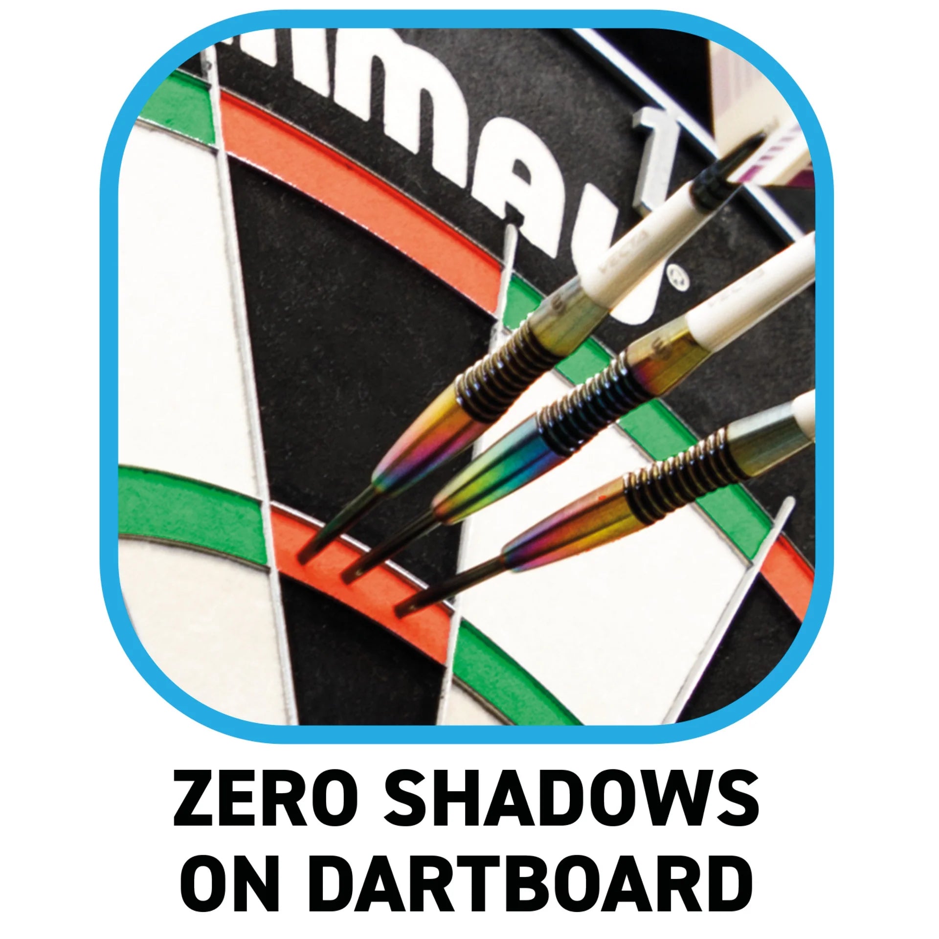 Darts in dartboard showing no shadows. 