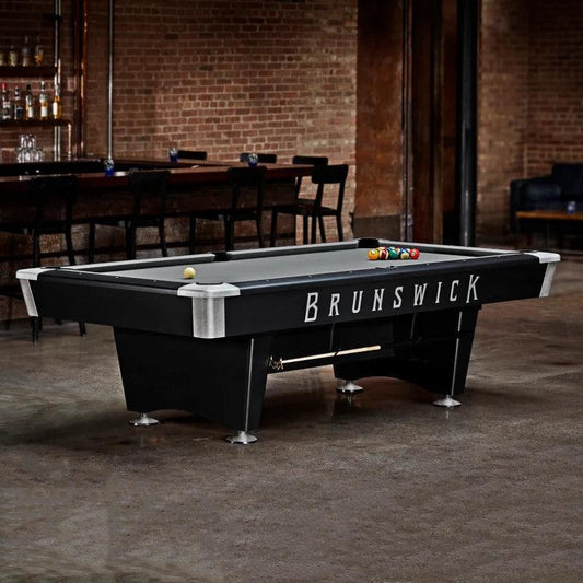 Brunswick Black Wolf Pro 9ft American Pool Table With Drop Pocket - Matte Black - Games Room